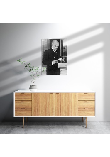 Cakasepetim Atatürk Smokinli Kahve Sigara Ahşap Mdf Tablo