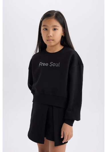 DeFacto Kız Çocuk 2'li Takım Uzun Kollu Baskılı İçi Yumuşak Tüylü Sweatshirt Şort Etek D5460A824WNBK81 Siyah DeFacto Kız Çocuk 2'li Takım Uzun Kollu Baskılı İçi Yumuşak Tüylü Sweatshirt Şort Etek D5460A824WNBK81 Siyah