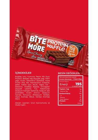 Bite&more Protein Waffle 55 Gram X 1 Adet Vişne