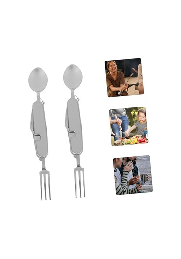 Set Açık Hava Çok Amaçlı Sofra Takımı Gümüş Takım Kamp Pişirme Takımı Çatal Bıçak Takımı Kamp Gereçleri Yemek Takımı Çatal Bıçak Takımı Servis Gereçleri Kaşık Kepçeler Kamp Malzemeleri Paslanmaz Çelik 2 Adet 3 Diğer