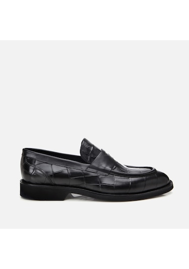Hotiç Hakiki Deri Siyah Erkek Kroko Desenli Loafer 02ayh305260a100 Siyah-black Siyah
