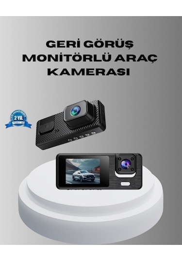 Park Modlu 3 Kameralı Araç Kayıt Cihazı 1080p Ön Kamera 2 Ekran