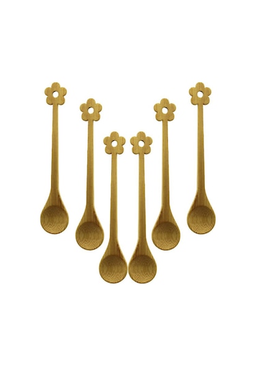 6 Pcs Mini Bambu Ahşap Kaşık 14.5cm 5131 Düz