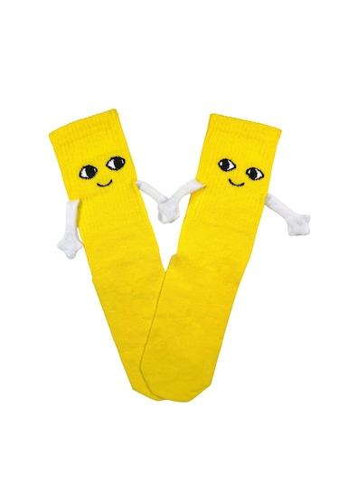 Mıknatıslı El Ele Tutuşan Çorap Arkadaşlık Spor Çorabı Eğlenceli Ve Komik Sarı
