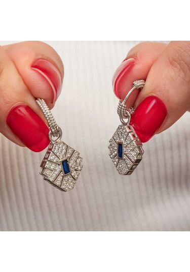 Gümüş Zirkon Taşlı Kadın Küpe Gümüş