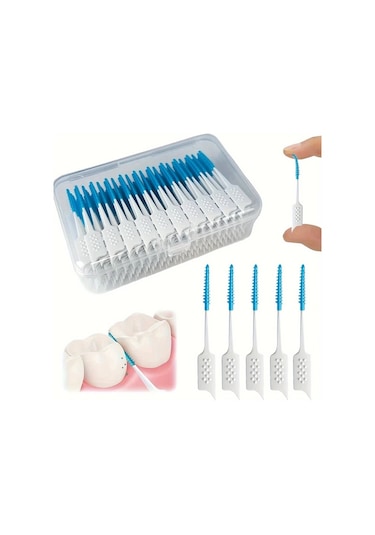 Elmpaly Mentollu Diş İpi Fırçası 400 Adet Mavi 200 Yeşil 200 Diş Arası Fırçası Mini Yumuşak Kauçuk Diş Temizleme Fırçası