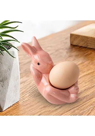 Pembe Seramik Yumurta Bardağı Paskalya Tavşanı Standı Yumuşak Haşlanmış İçin Modern Mutfak Gadget Porselen A Pembe