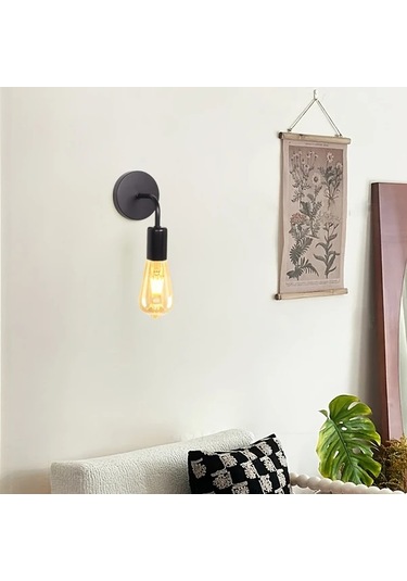 Dashanshop 2 Adet Modern Nordic E27 Avize Duvar Lambası Salon Yatak Oda Koridor Giriş Dekoru Siyah