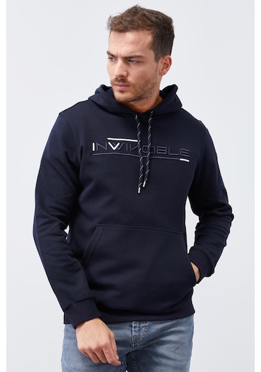 Tommy Life Lacivert Kanguru Cep Standart Kalıp Kapüşonlu Erkek Sweatshirt - 87883 Lacivert