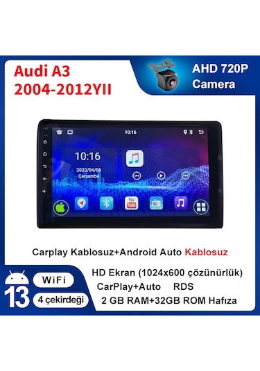 Audi A3 2004-2012yıl 2gb Ram 32gb Carplay Araç Multimedya
