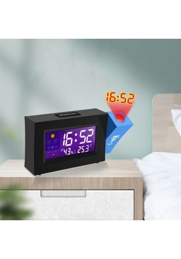 Monozone Masaüstü Yansıtmalı Saat Tarih Derece Nem Ölçer Alarmlı