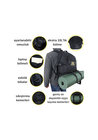 Baggor Siyah 65 L Outdoor Sırt Çantası