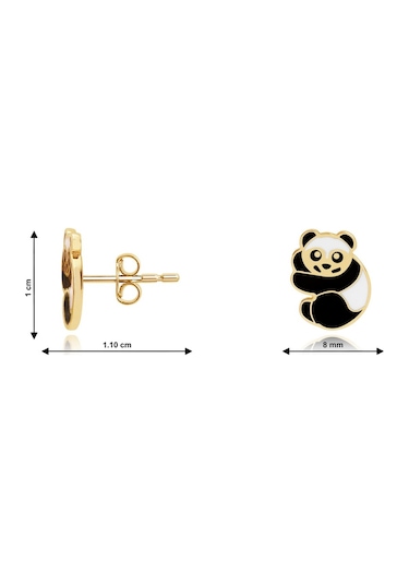 Diamond Line - Gülaylar 14 Ayar Altın Panda Figürlü Küpe