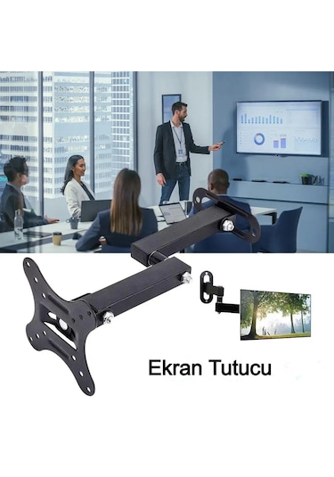 Hareketli Monitör 10-27" Tv Duvar Askı Aparatı 2 Kollu 8kg Taşıma