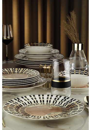 Kütahya Porselen Bone Kalipso 24 Parça 6 Kişilik Yemek Takımı 124