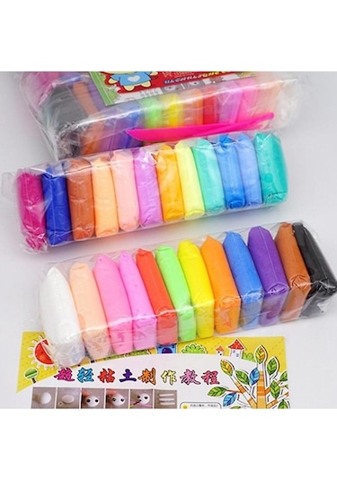 Kil Oyun Hamuru Zıplayan Karışık Renkli 12 Adet 115 Gr Hava İle Kuruyan Air Dry Clay Modelleme Kili