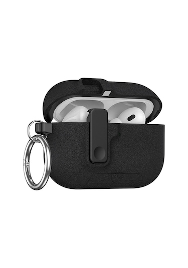 Apple Airpods Pro 3. Nesil İle Uyumlu Kılıf Standlı Kilitli Tpu Premium Matte Trip Case Siyah