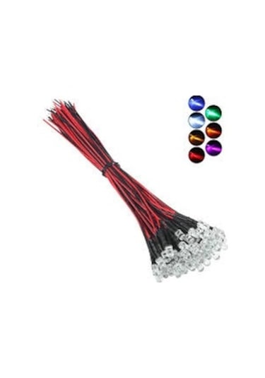 24v 5mm Şeffaf Mantar Led 0,22mm²20 Cm Kablolu Sarı 5adet