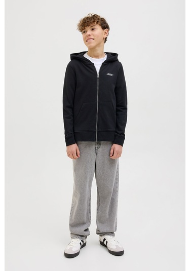 Jack & Jones Jjbeau Sweat Zıp Hood Jnr Siyah Erkek Çocuk Sweatshirt 000000000102257557 Siyah