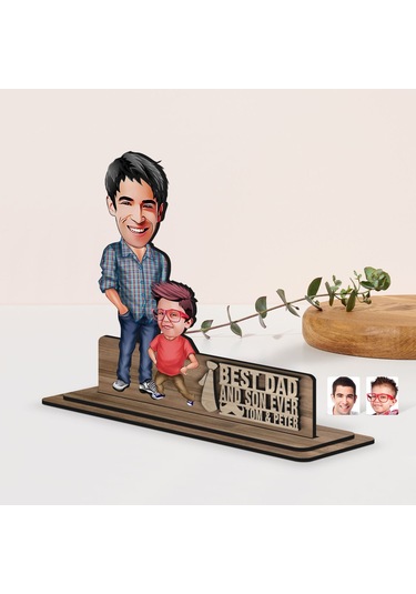 Bk Gift Kişiye Özel 3d Kabartma İsimli Baba-oğul Karikatürlü Ahşap Biblo-6, Babaya Hediye, Babalar Günü Hediyeleri Kobitmeyen138205 Bk Gift