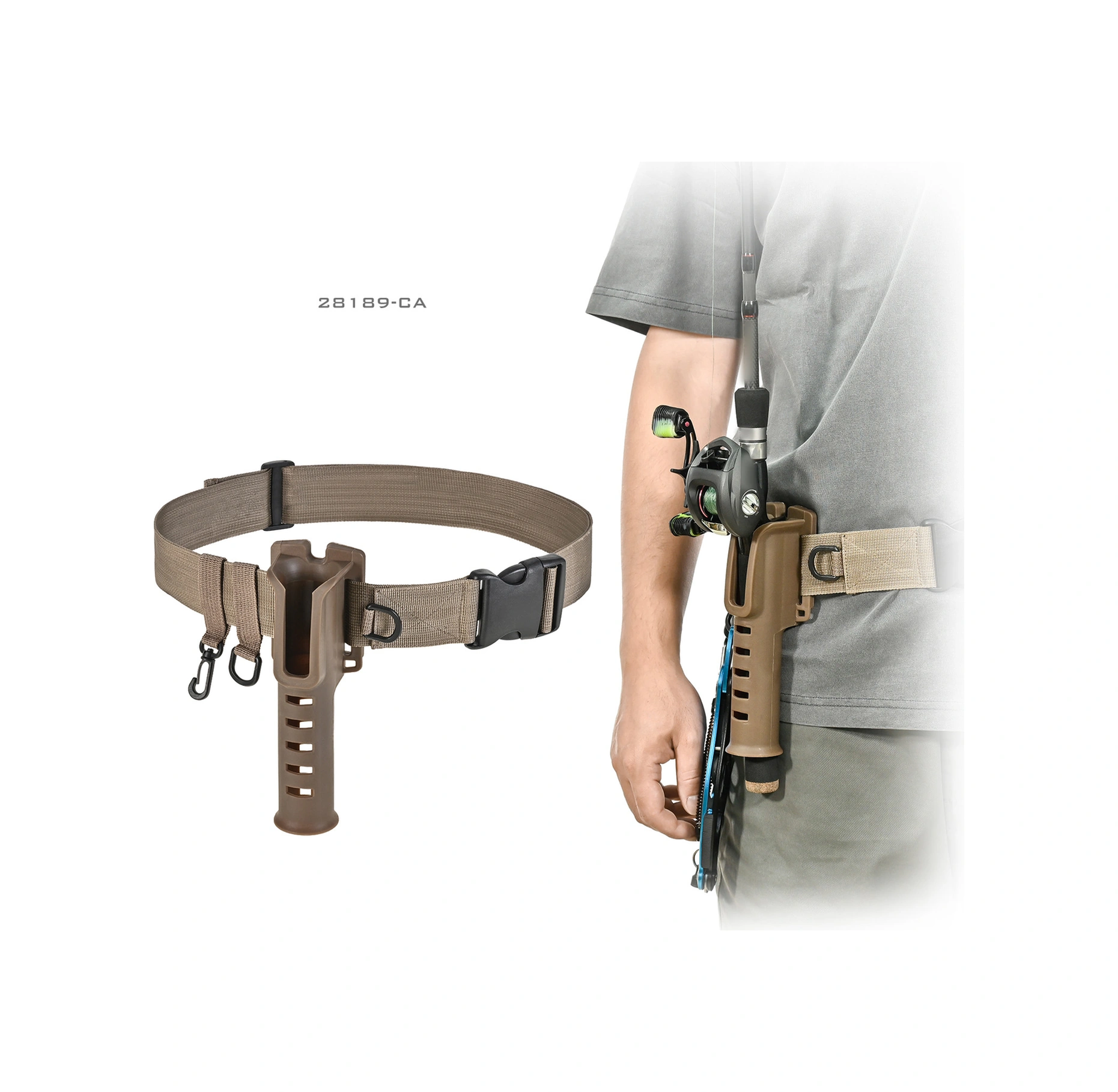 Youtek Askılı Balıkçılık Çubuğu Tutucu Bel Kemeri - Yeşil Renk, Oxford Kumaş-nilon-alloy Malzeme, 20-135cm Uzunluk Aralığı