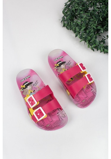 Kız Çocuk Prenses Temalı Terlik-5702-pembe Pembe