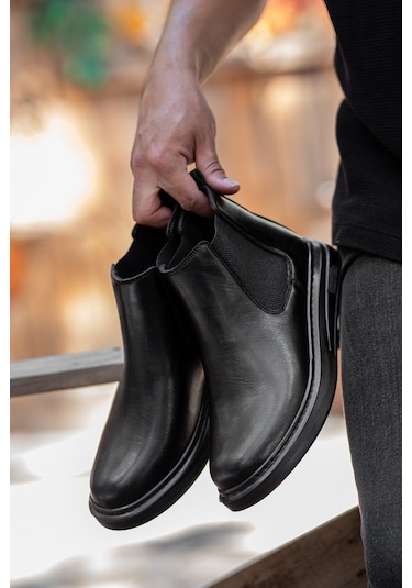Garantili D1900 Günlük Ortopedik Soğuk Geçirmez Erkek Bot Siyah