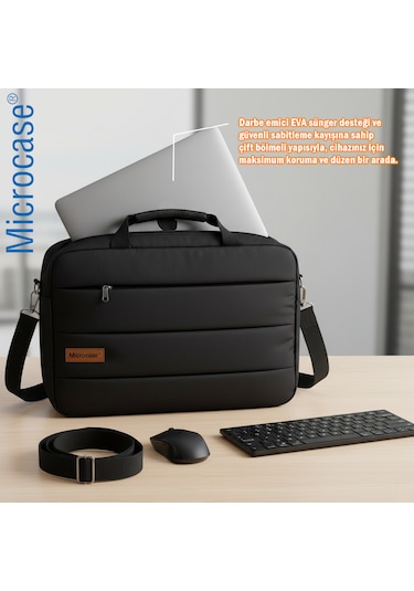 Microcase Apple Uyumlu MacBook Air 13 İnch M4 2025 İle Notebook Evrak Çantası Siyah Al5496
