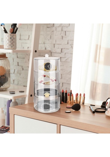 Akrilik Kemer Düzenleyici 2 Katlı Şeffaf 5.5in Çap Güçlü Hafif Kemer Vitrini ŞEFFAF