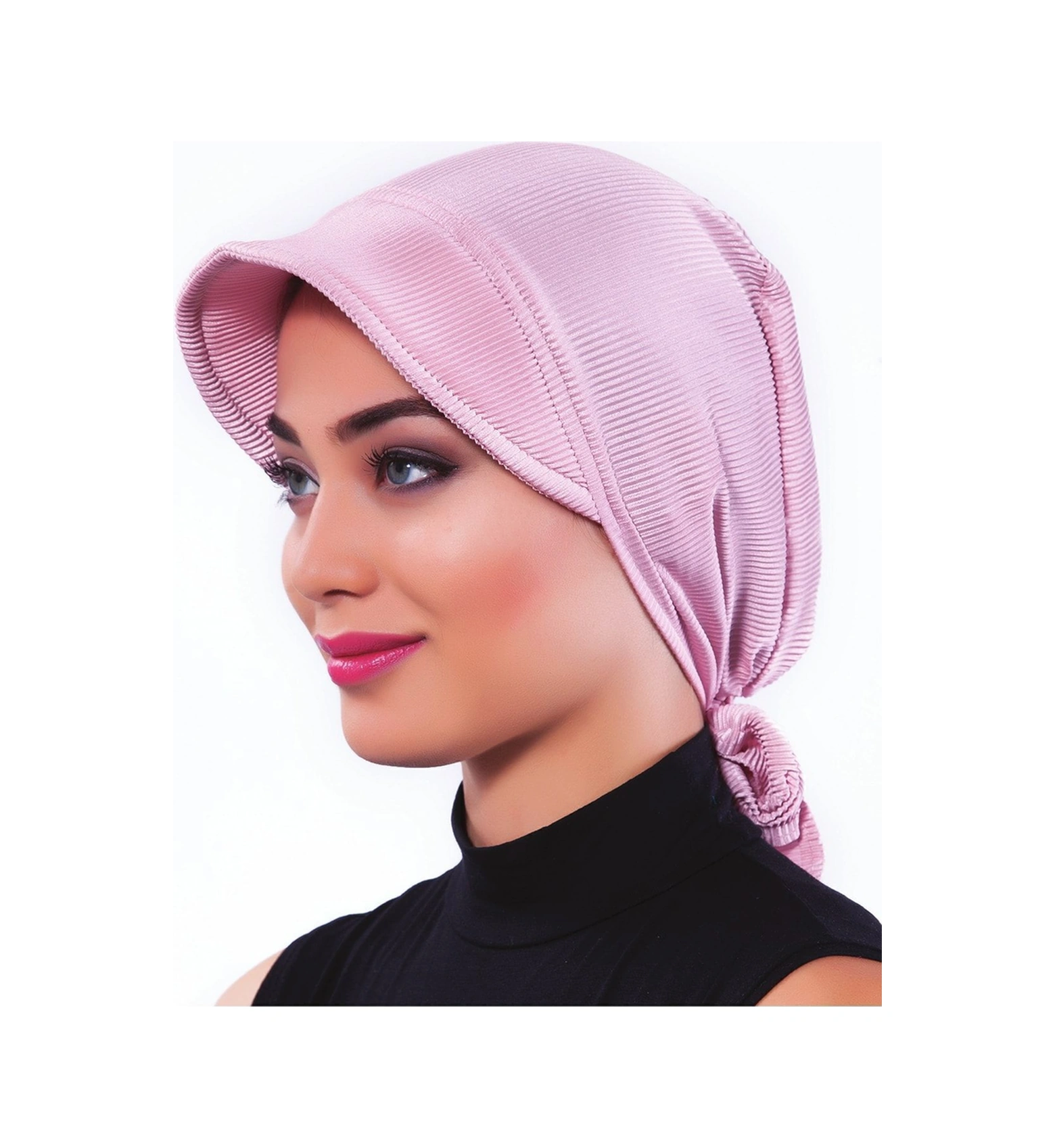 Plise Şapka Pudra Hazır Türban Tesettür Havuz Bonesi Pudra