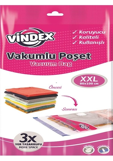 VİNDEX VAKUMLU POŞET XXL BOY TEKLİ 80*110 CM