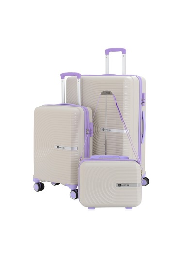 Mçs Polipropilen 3lü Valiz Seti Büyük & Kabin & Makyaj V374 S24sy1000081-set 10729 Kemik/lila Kemik - Lila