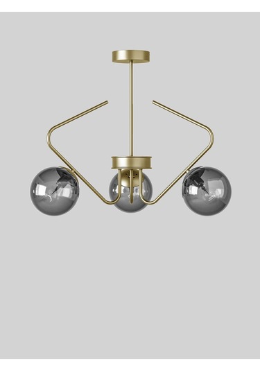 Lunor Cam Küre Başlıklı Modern 3'lü Avize Salon Ve Oturma Odası Siyah