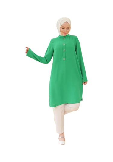 Levidor Kare Çıtçıtlı Tunik 24yt451 Yeşil