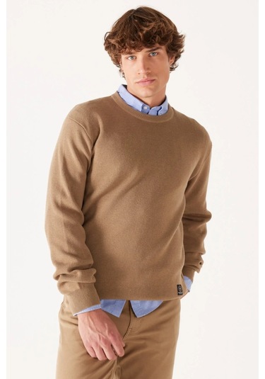 Wrangler Bisiklet Yaka Regular Fit Toprak Erkek Kazak W22210660 001