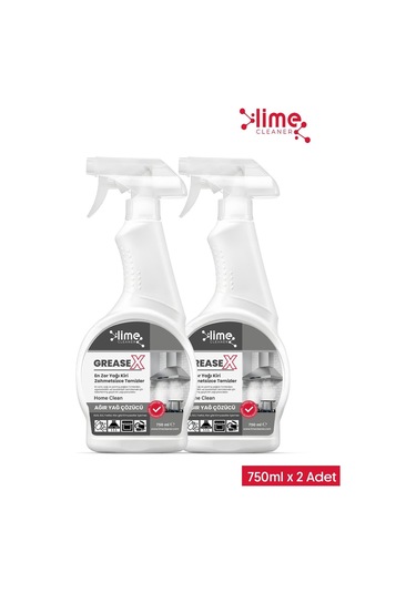 Lime Cleaner Greasex Süper Güçlü Yağ Çözücü Sprey Anında Etki Kolay Temizlik Hızlı Ve Etkili Yağ Çözücü 2 x 750 ML