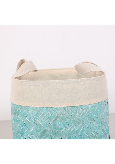 Humi 42x42x33 Cm Doğal Bambu Xl Sepet Mavi