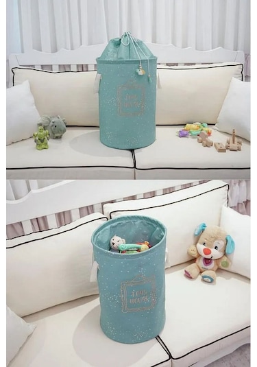 Baby Dolap İçi Düzenleyici Yuvarlak Torbalı Sepet/oyuncak Sepeti/ Mavi