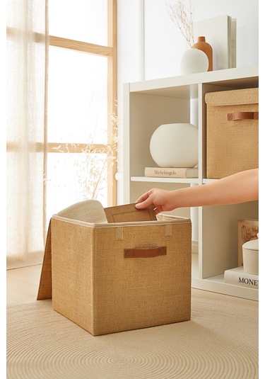 Ocean Home Textile 2'li Jüt Kapaklı Kutu Set 30x30x30 cm