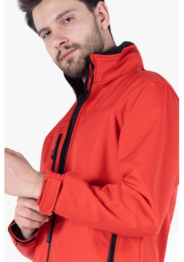 Gizli Kapüşonlu Softshell Mont Kırmızı