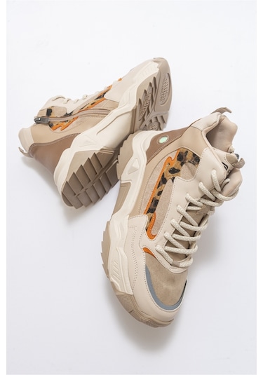 Luvishoes Olıvıa Bej Desenli Kadın Spor Bot Bej