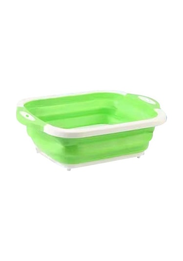 Yeşil Derin Oluk Tasarımlı Kesme Tahtası Küf Önleyici Kaymaz Çok Fonksiyonlu Damlalıklı Sepet