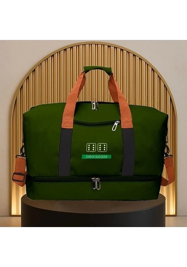 Sandwich Dayanıklı Ordu Yeşili Spor Çantası - Fermuarlı Bölmeler - Haki Yeşili Haki