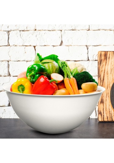 Ceronni Lunar Kapaklı Kase 3lü Set 3lt 2lt 1lt Beyaz Beyaz