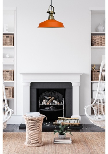 Asaletli Tekli Avize Yeni Eskitme Başlık Retro Sarkıt Lamba Restoran Salon Aydınlatma Turuncu