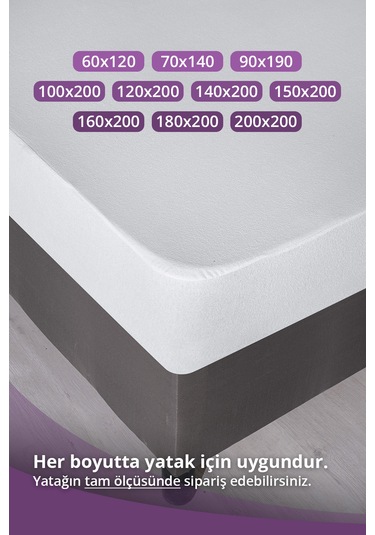 Mikro Fitted Sıvı Geçirmez Yatak Koruyucu Alez 200x200 Cm Beyaz