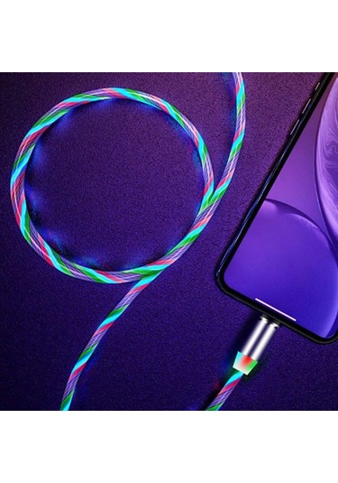 Yaratıcı 360 Adsorpsiyon Üç Renk Saleti Tip-c Manyetik Şarj Kablosu