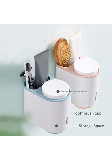 Ruicoo Gri Abs Diş Fırçası Tutucusu - Manyetik Devrik Bardaklı, Delme Yok Kurulum, Su Tükenimi, Büyük Depo Alanı 3312 Gri