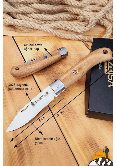 Ceviz Sap Çakı Kamp Çakısı Outdoor Piknik Bahçe Çakısı ÇK115 Kahverengi