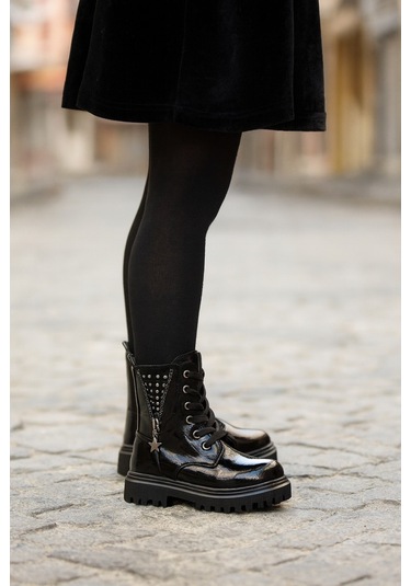 Ortopedik Bağcıklı Fermuarlı Kız Çocuk Bot Ayakkabı Siyah Kız Çocuk Bot Bej